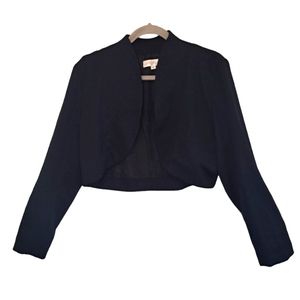 Lord & Taylor Black Cropped Open Front Jacket Blazer Size 10